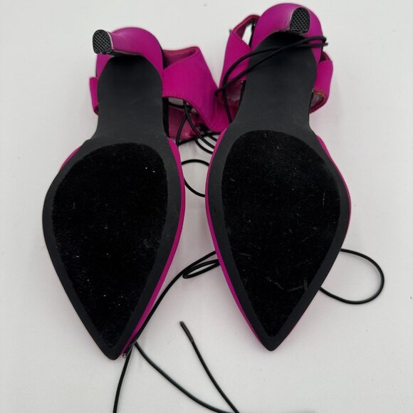 ShoeDazzle Womens Size 5 Pink Fuchsia Taara Lace Up Wrap Stiletto Heels Pumps - Picture 9 of 9